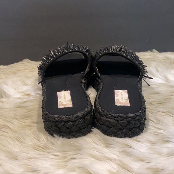 Band Of Gypsies Black Platform Raffia Slides 10 - Picture 8 of 10